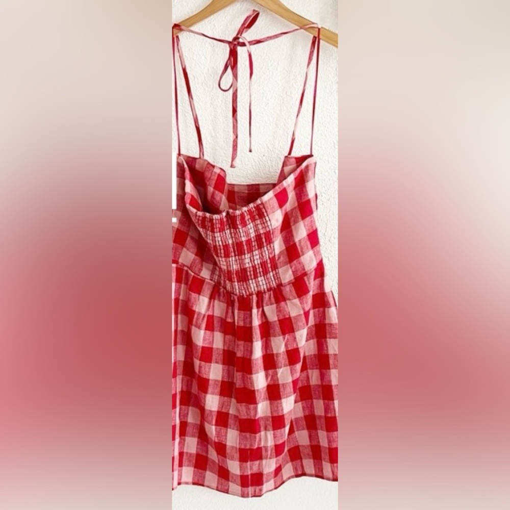 Reformation Red and Pink Gingham Halter Mini Dress - Picture 4 of 4